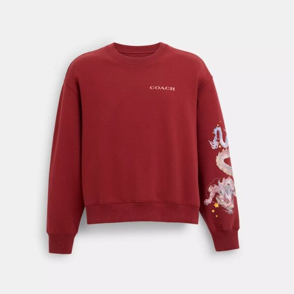 NWT Limited Edition Coach New Year Crewneck Dragon Dark Red Sweater cp456 Crew - Picture 1 of 10
